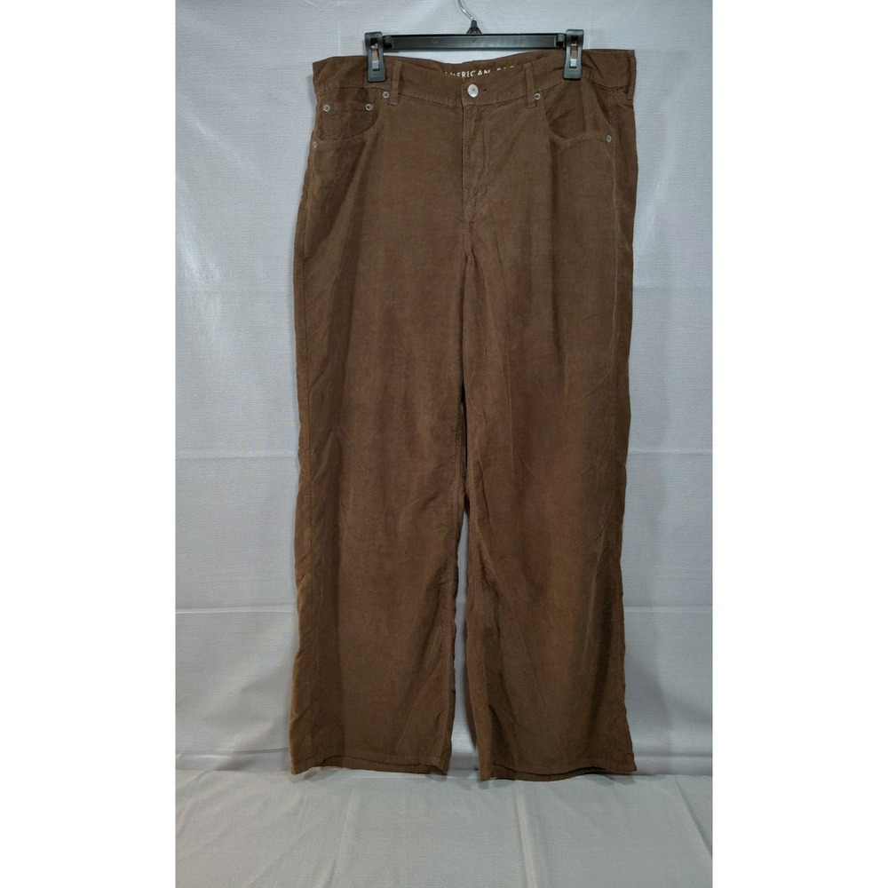 American Eagle Corduroy Low Rise Skater Jean Women's 14 Reg Brown Baggy Wide Leg